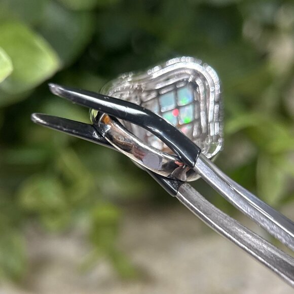 Stunning 925 Silver Opal/Multicolor Stones Ring - Picture 9 of 12